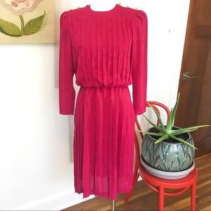 Vintage 80's Hot Pink Secretary Dress